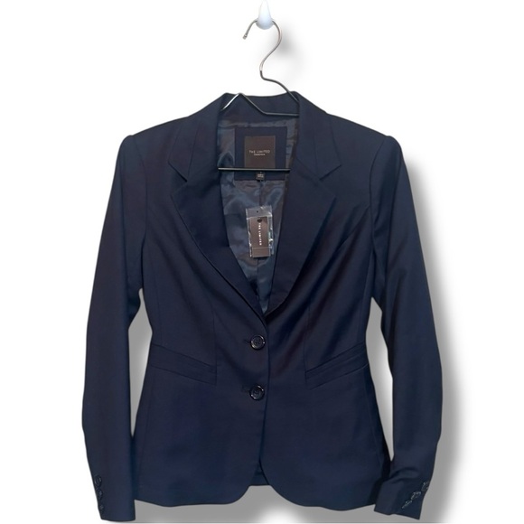 The Limited NWT Navy Blue Notched Collar 2 Button Structured Professional Blazer - Picture 13 of 16